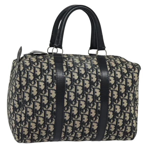 DIOR Trotter Canvas Boston Bag Navy Silver - Picture 1 of 12